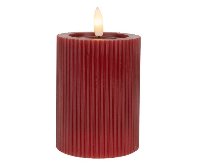 Red Wax Candle with LED Ø 8x13 cm