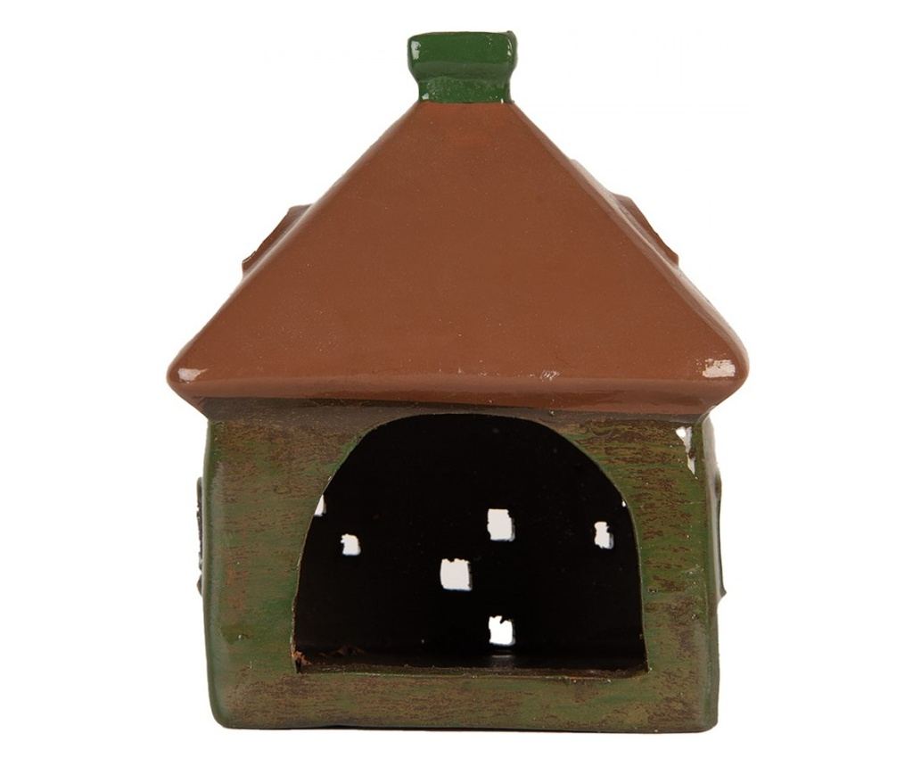 Multicolor Ceramic Christmas House Candle 12x9x14 cm - 2