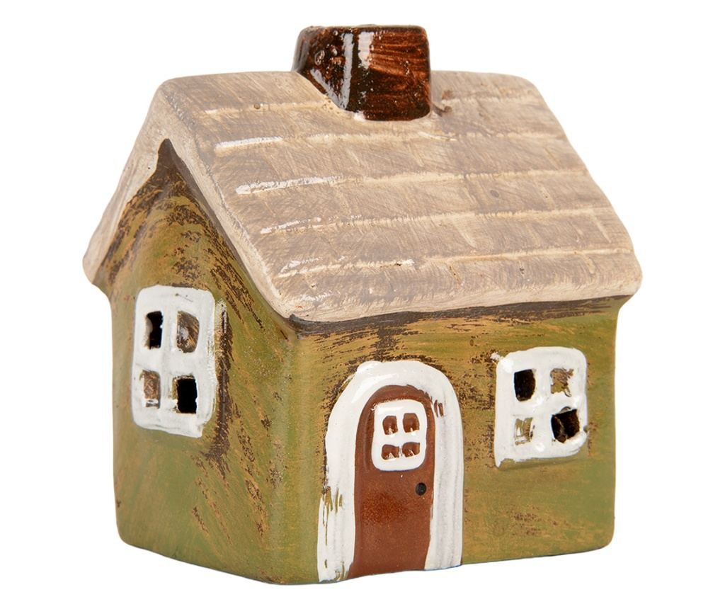 Multicolor Ceramic Christmas Candle House 8x7x10 cm - 3