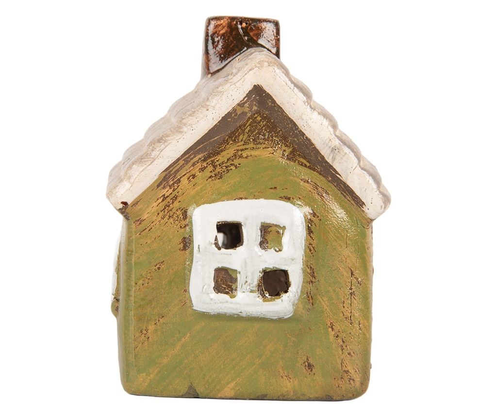 Multicolor Ceramic Christmas Candle House 8x7x10 cm - 4