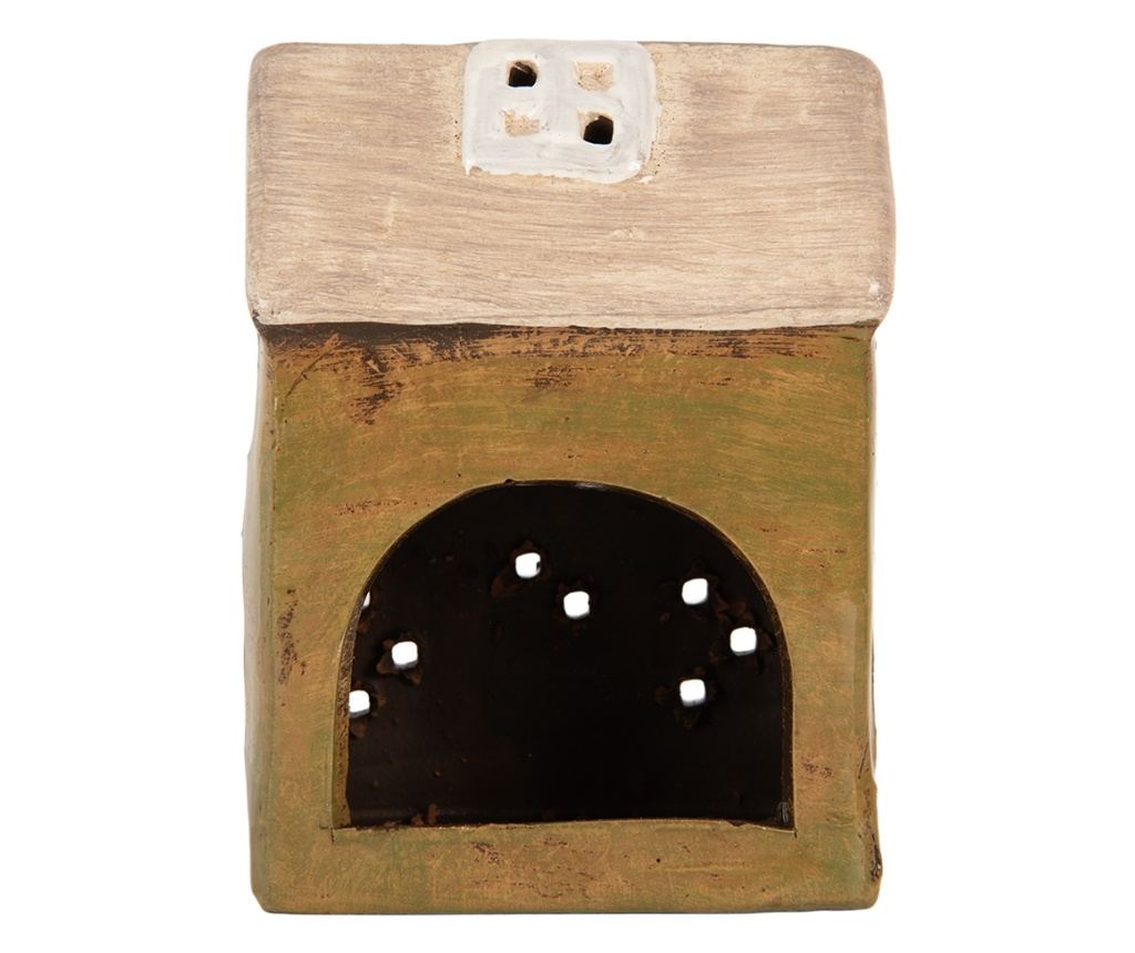 Multicolor Ceramic Christmas House Candle 10x7x14 cm - 2