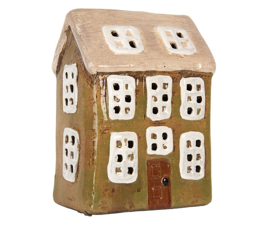 Multicolor Ceramic Christmas House Candle 10x7x14 cm - 4