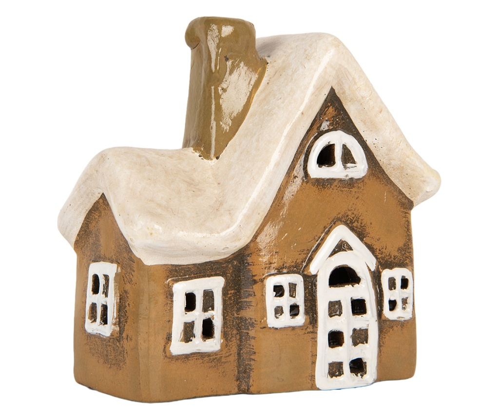 Multicolor Ceramic Christmas House Candle 13x7x13 cm - 3