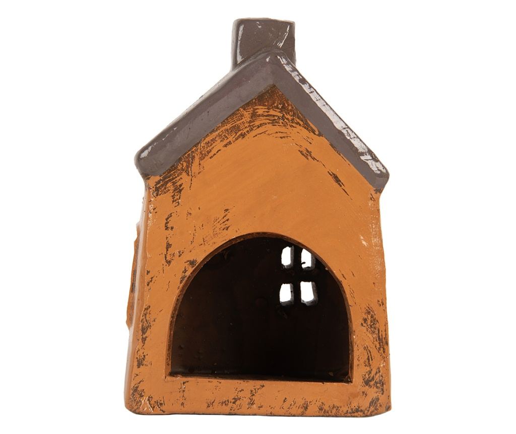 Multicolor Ceramic Christmas House Candle 9x7x13 cm - 3