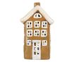Christmas Candle Brown White Ceramic House 12x8x19 cm thumbnail 1
