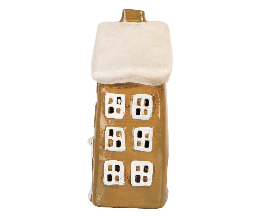 Christmas Candle Brown White Ceramic House 12x8x19 cm - 3