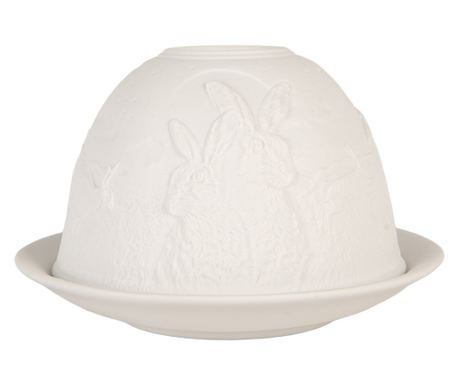 White Porcelain Rabbit Candle Holder Ø 12x8 cm