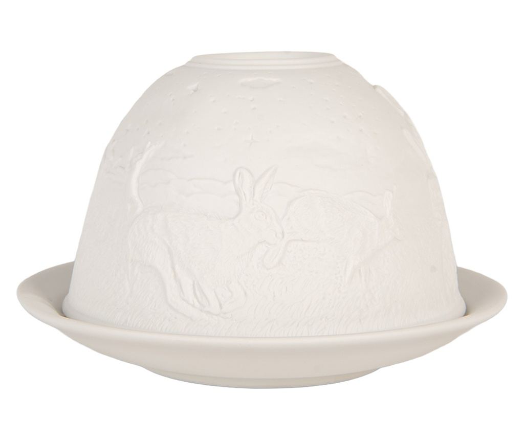 White Porcelain Rabbit Candle Holder Ø 12x8 cm - 2