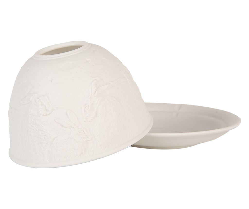 White Porcelain Rabbit Candle Holder Ø 12x8 cm - 3