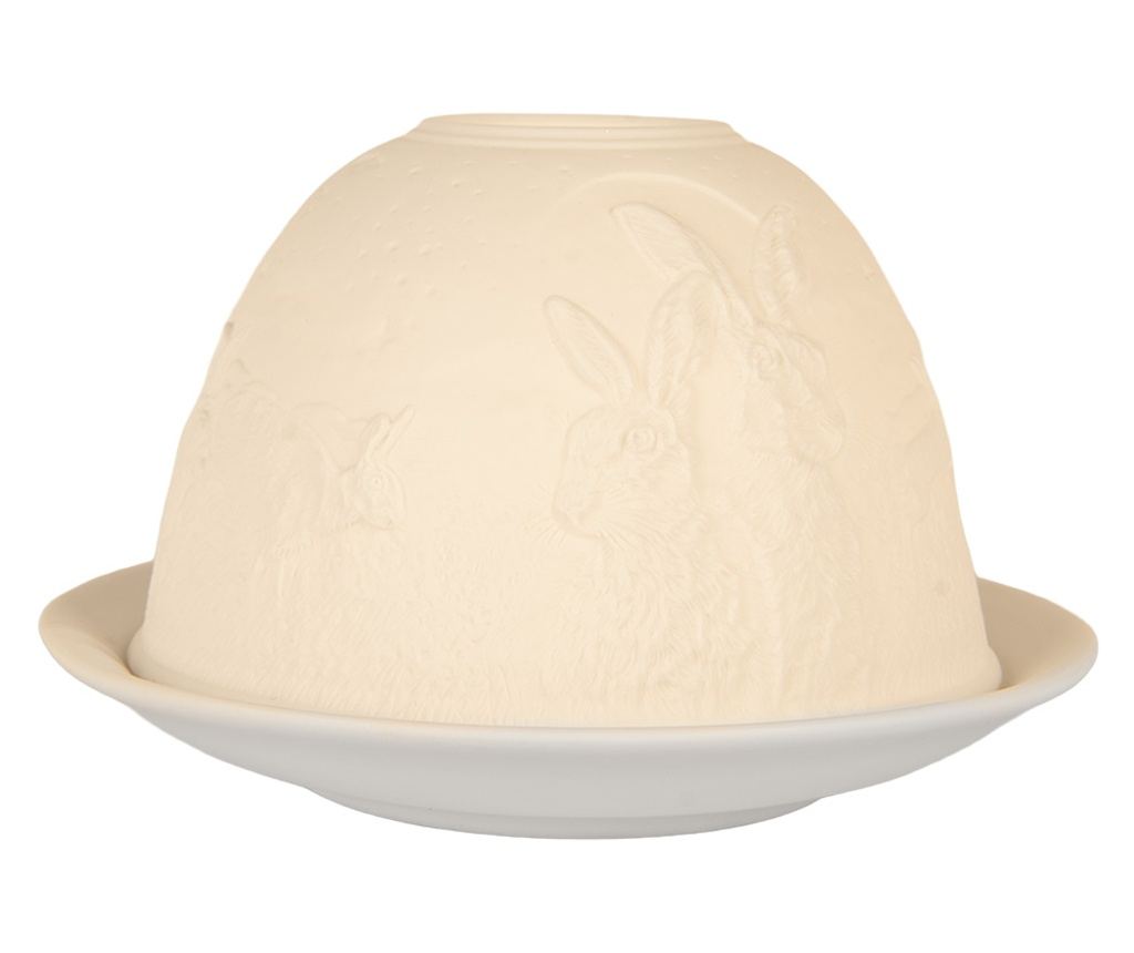 White Porcelain Rabbit Candle Holder Ø 12x8 cm - 4