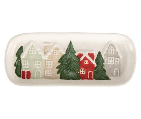 Multicolor Ceramic Christmas Plate 30x12x3 cm