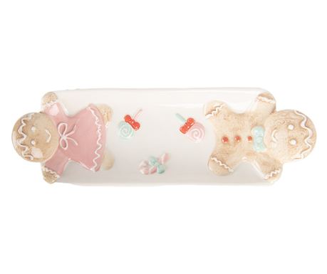 Gingerbread Christmas Plate, Multicolored Ceramic, 31x10x5 cm