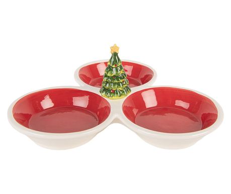 Multicolor Ceramic Christmas Plate 26x26x10 cm