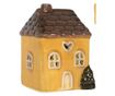 Yellow and Brown Ceramic Christmas House with LED 7x6x10 cm thumbnail 1