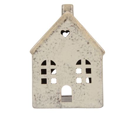 Gray Ceramic Christmas House Candle Holder 11x7x16 cm