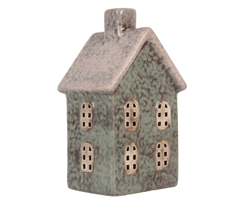 Christmas House Candle, Ceramic, Green and Brown, 8x7x14 cm - 4