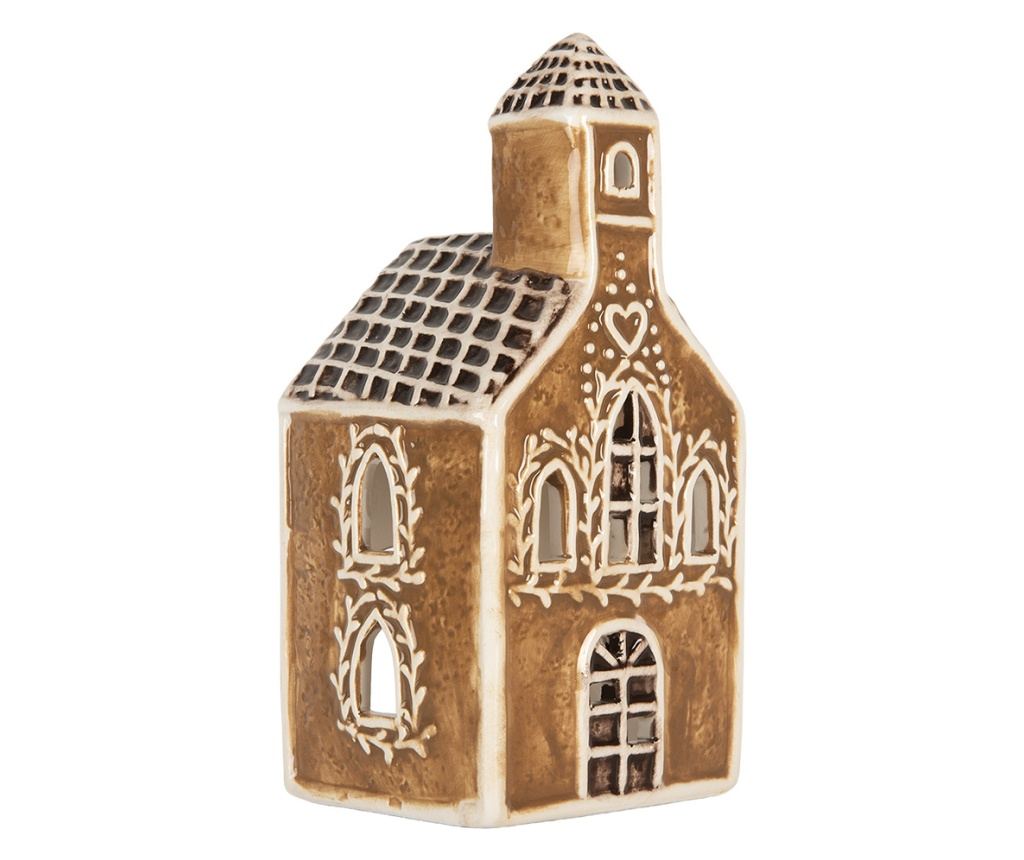 Candela Christmas House white brown ceramic 8x7x17 cm - 3