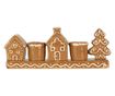 Christmas Houses Candle Holder, White and Brown Ceramic, 21x4x8 cm thumbnail 1