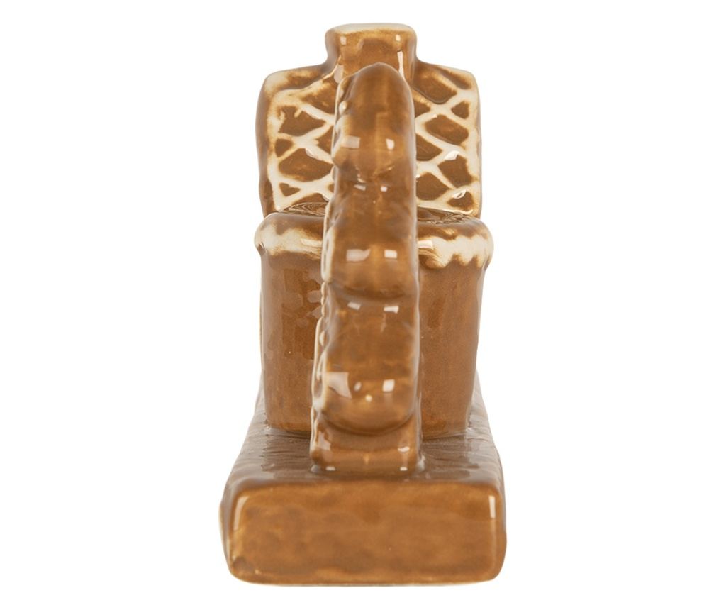 Christmas Houses Candle Holder, White and Brown Ceramic, 21x4x8 cm - 2