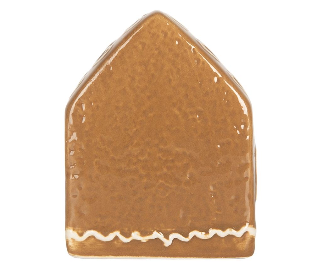 Brown and White Ceramic Christmas House with LED 8x6x10 cm - 2