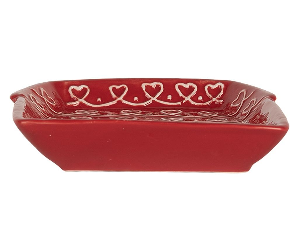 Gingerbread House Plate, Red/Brown Ceramic, 15x19x3 cm - 2