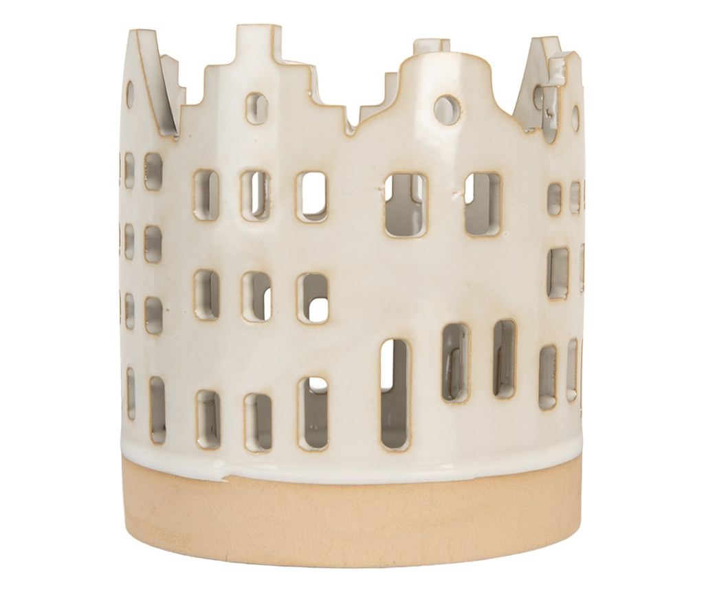 Candela Christmas House Beige Ceramic Ø 11x11 cm - 2