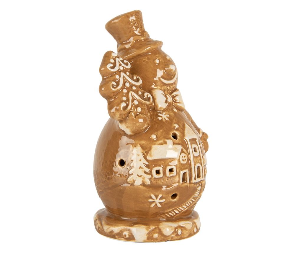 White and Brown Ceramic Snowman Figurine 11x8x16 cm - 4