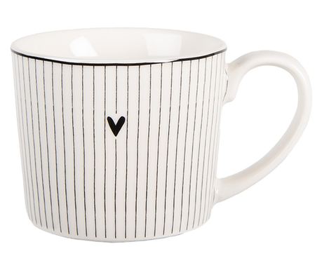 White Black Heart Porcelain Mug 12x8x7 cm / 275 ml
