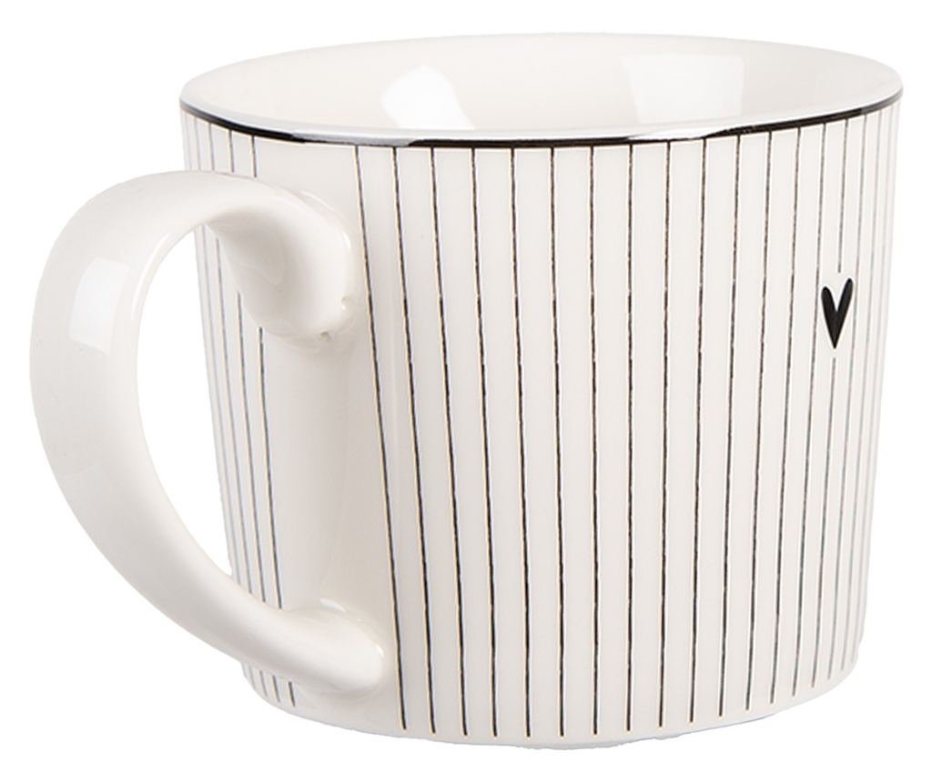White Black Heart Porcelain Mug 12x8x7 cm / 275 ml - 2