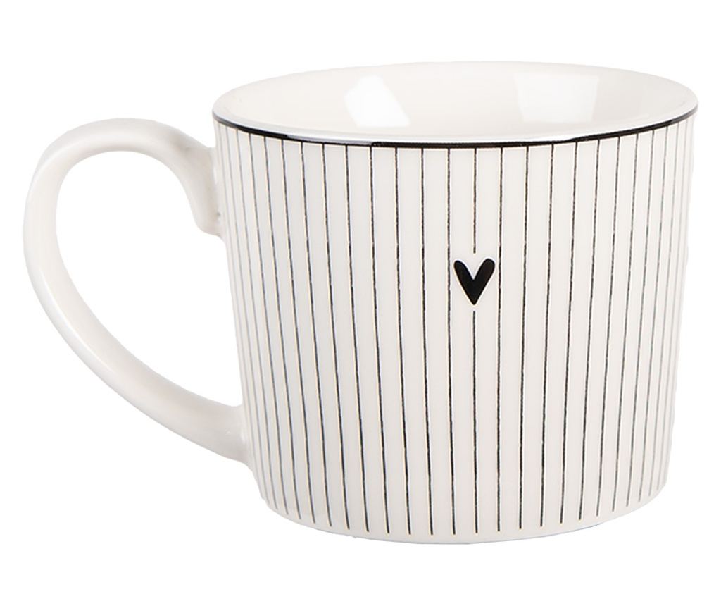 White Black Heart Porcelain Mug 12x8x7 cm / 275 ml - 3