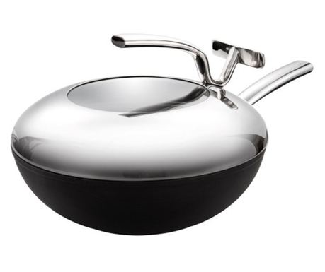 Antracit wok tava s poklopcem, 30 cm