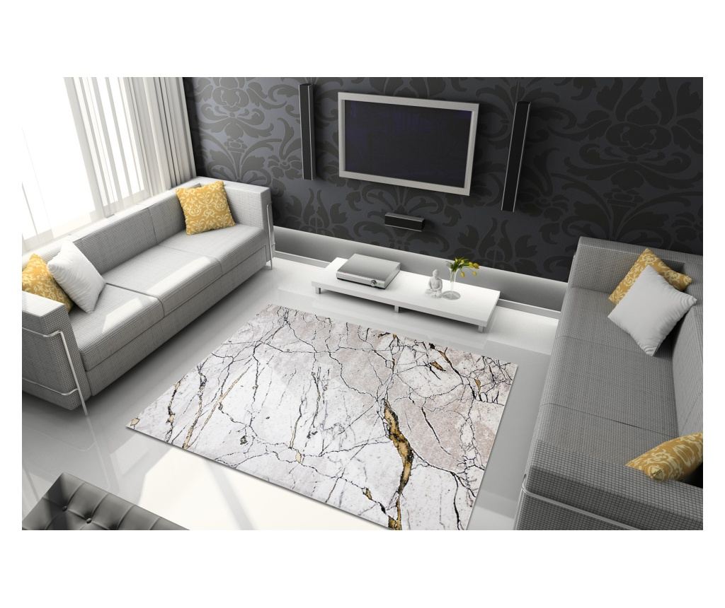 Preproga s kremnim marmornim vzorcem 140x190 - 2