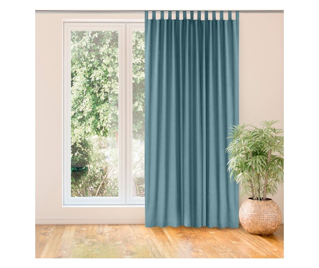 Plava zavjesa od šenila klasičnog stila, s omčama širine 10 cm, 270x280 - 2