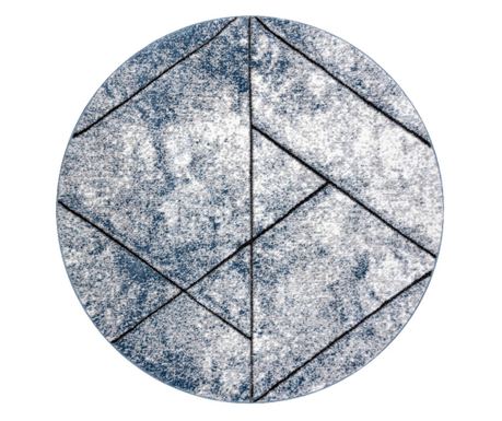 Plavi okrugli tepih modernog stila, promjera 100 cm