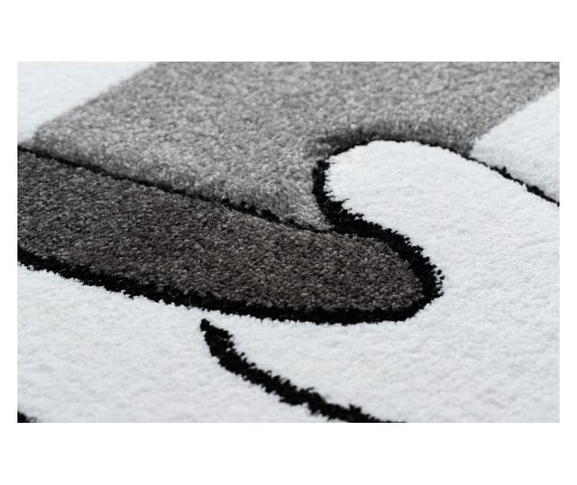 Sivi okrugli tepih s uzorkom psića, promjera 120 cm