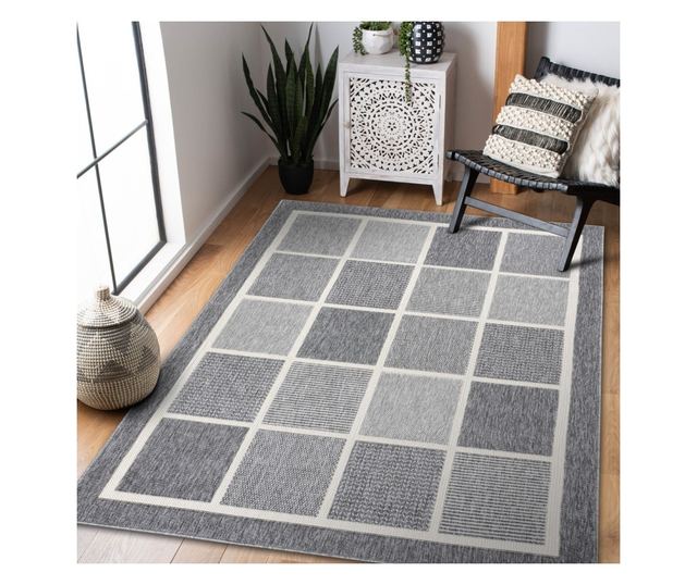 Сив правоъгълен килим с шарка 140x200 см
