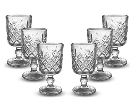 Set 6 Pahare Aperitiv din Sticlă cu Picior și Model Elegant Capacitate 50 ml Design Vintage Ideal pentru Lichior ABYZ™