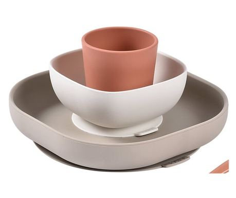 Set de masa silicon Beaba 4 piese Terracotta