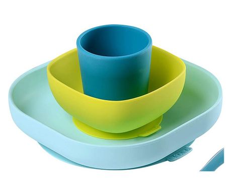 Set de masa silicon Beaba 4 piese Blue