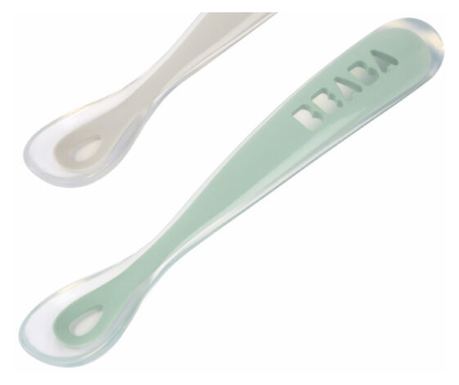 Set 2 lingurite silicon +4 luni Beaba Sage Green