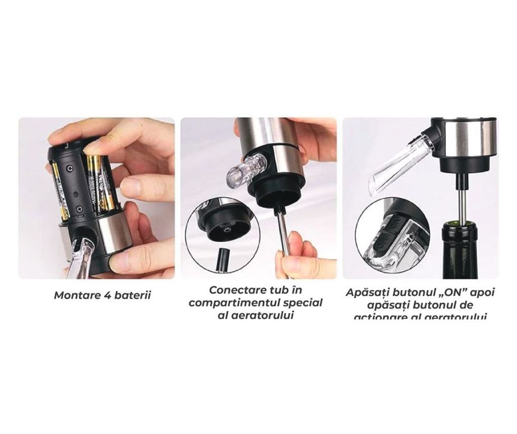 Decantor cu aerator electric, AB Luxury Concept®, pentru vin cu baza suport inclusa, usor de utilizat si depozitat, design elega - 6