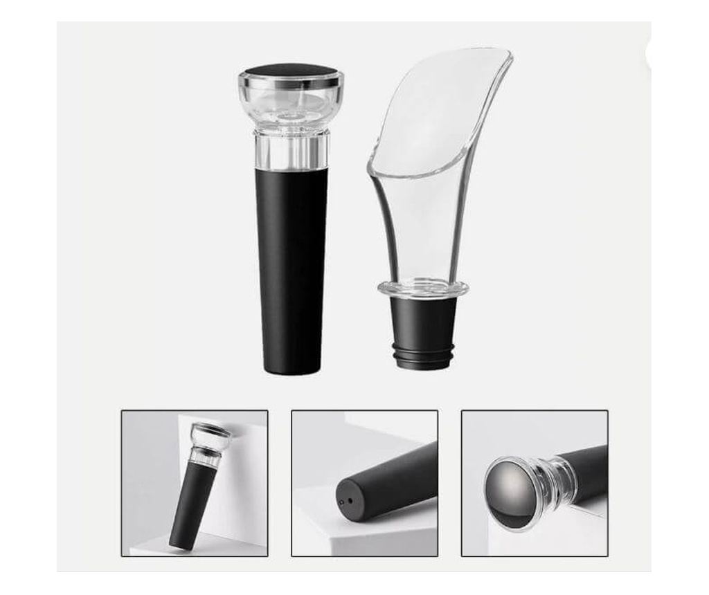 Set 2-in-1 pentru vin, aerator pourer vin + dop vacuum, AB Luxury Concept®, cu sistem de blocare, reutilizabil, potrivit pentru - 7