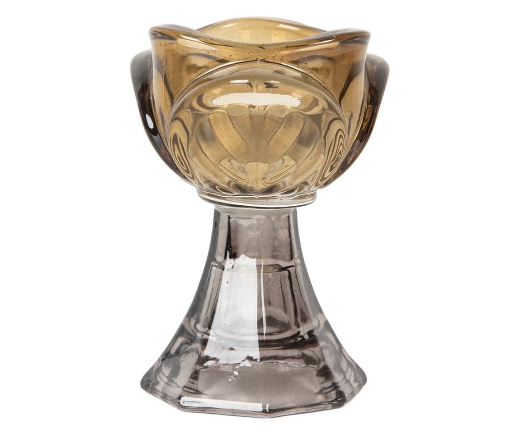 Candle Holder Transparent Yellow Glass Ø 7x10 cm - 2