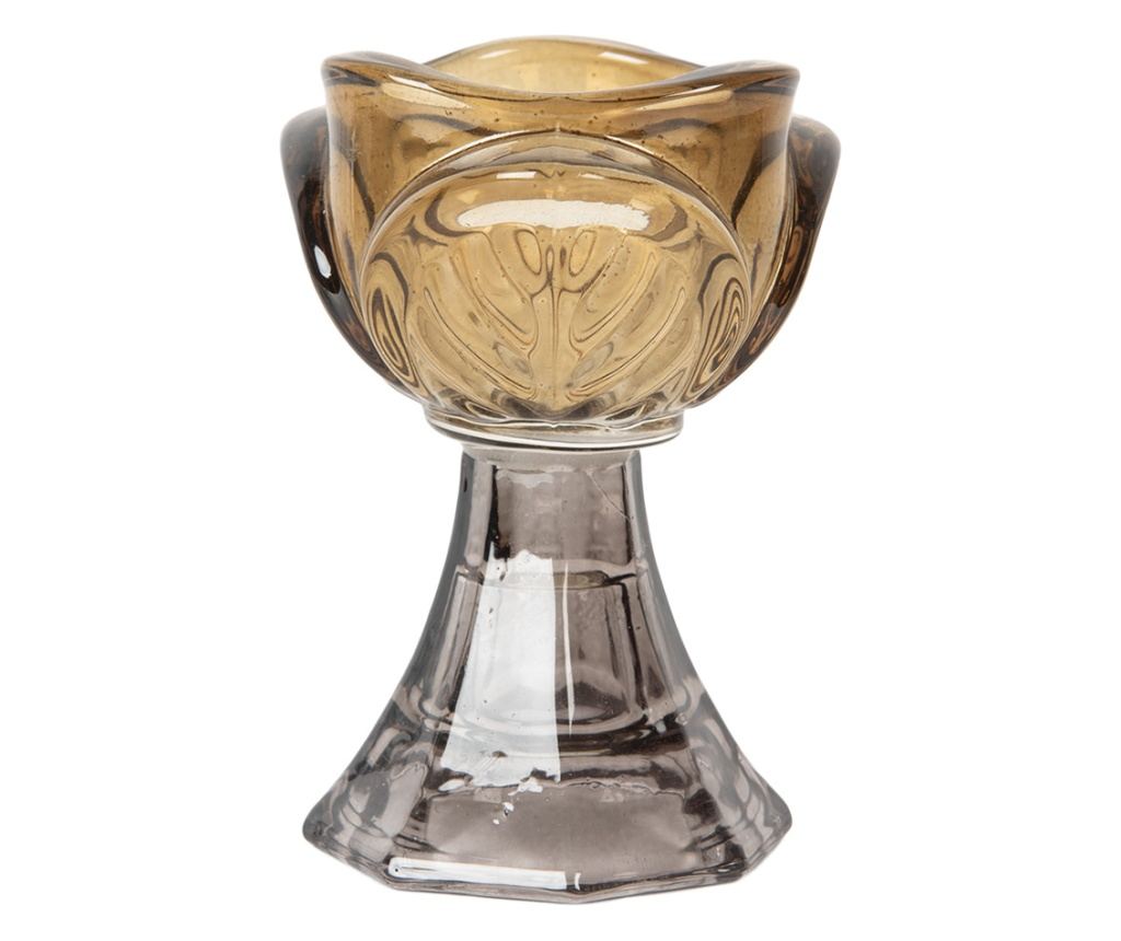 Candle Holder Transparent Yellow Glass Ø 7x10 cm - 3