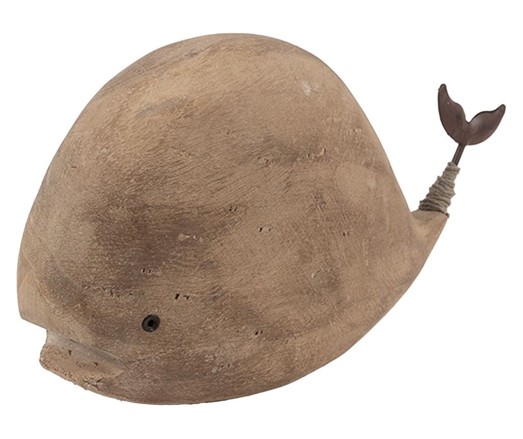 Brown Wooden Whale Figurine 26x7x14 cm - 3