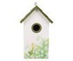 Birdhouse, Wood, White, Green, Yellow, Lily of the Valley Decor, 15x10x22 cm thumbnail 1