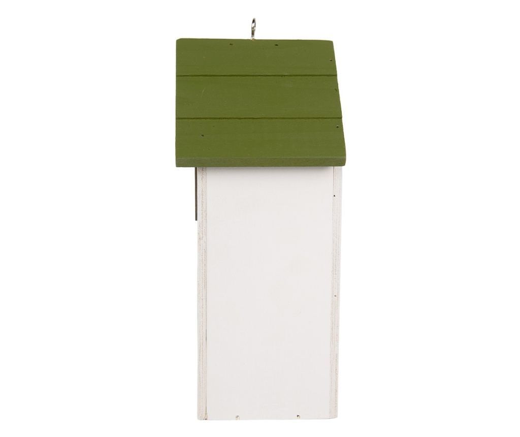 Birdhouse, Wood, White, Green, Yellow, Lily of the Valley Decor, 15x10x22 cm - 3