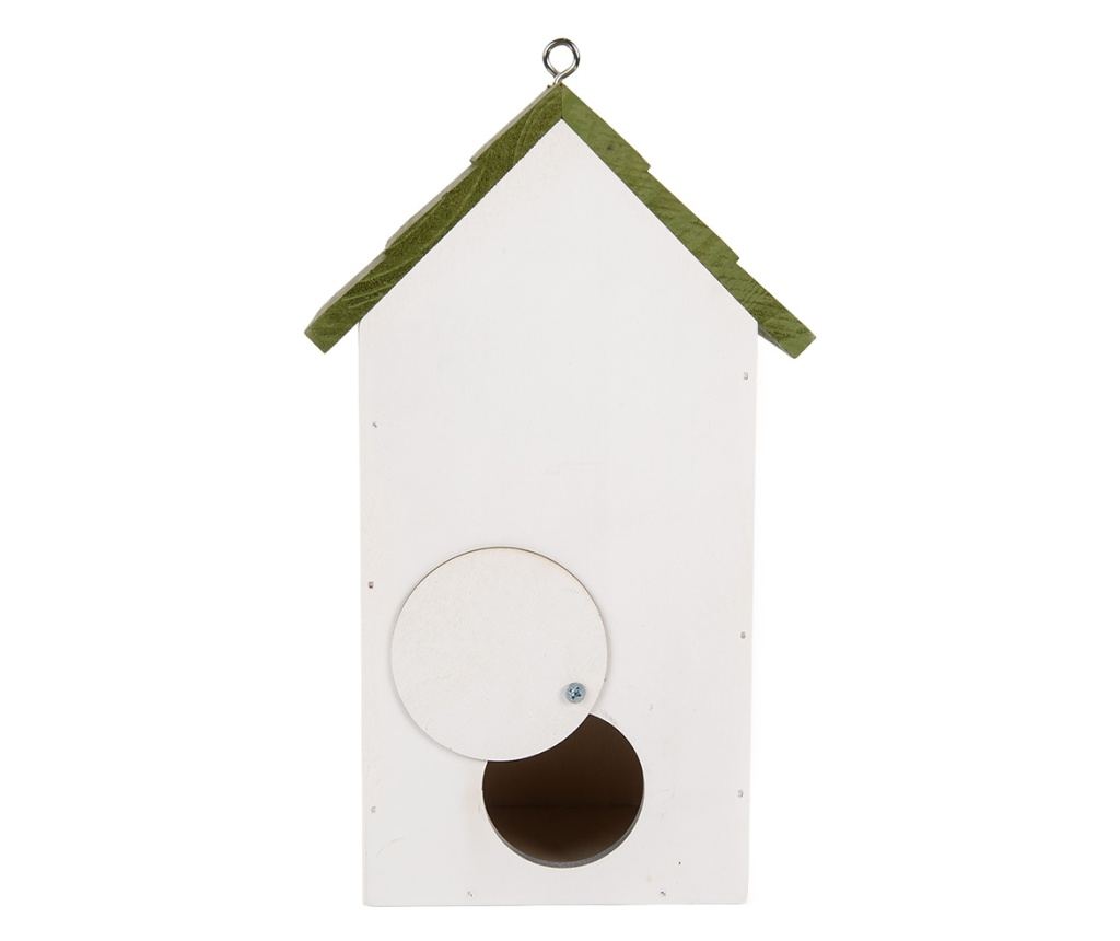Birdhouse, Wood, White, Green, Yellow, Lily of the Valley Decor, 15x10x22 cm - 4