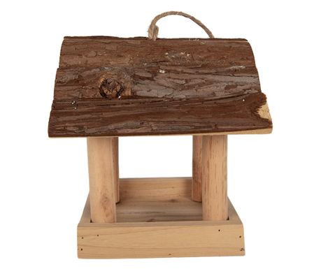 Rjava lesena krmilnica za ptice 19x18x19 cm
