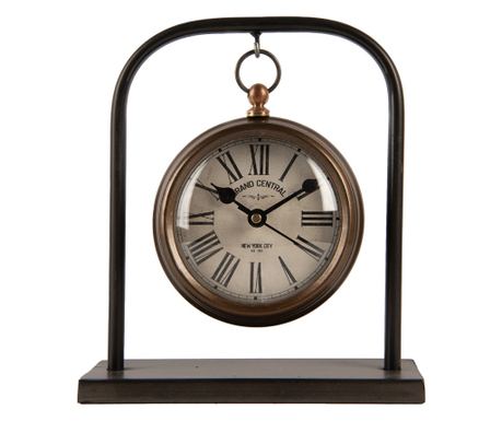 Brown Cream Metal Table Clock 14x5x16 cm
